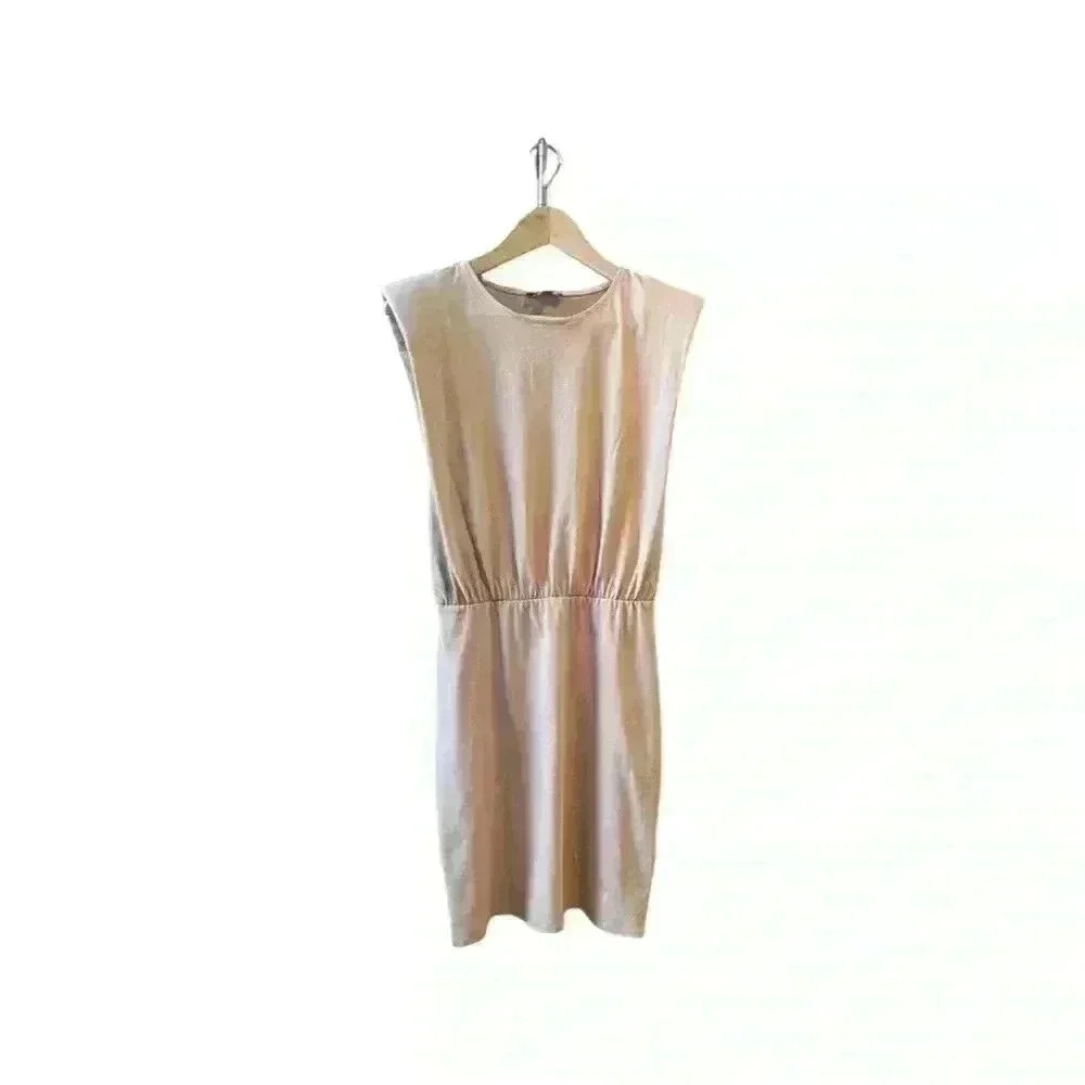 Express Tan Beige Taupe Summer Mini Dress Cap Sleeve